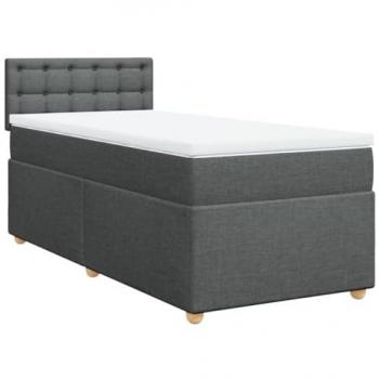 Cama box spring con colchón tela gris oscuro 90x190 cm