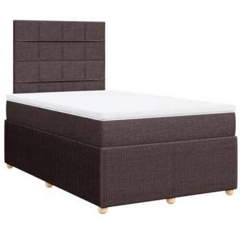 Cama Box Spring con colchón de tela marrón oscuro 120x190 cm