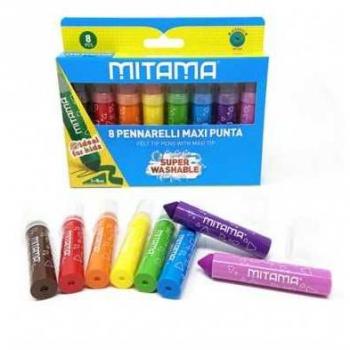Rotuladores Mitama Jumbo Maxi Punta Super Lavables - 1-8 mm - Colores Asortidos - Estuche de 8 Piezas