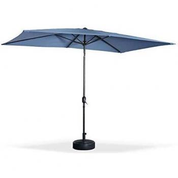 Sombrilla rectangular 2x3m con palo central orientable y manivela, azul gris