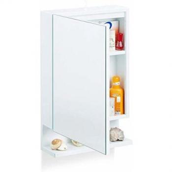 Armario de baño con espejo, 1 puerta, enchufe incorporado, mueble de pared, blanco, 55 x 35 x 12 cm - Relaxdays