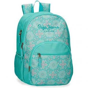 Pepe Jeans Tatiana Mochila Doble Cremallera Verde 32x44x22 cms Poliéster 30,98 L