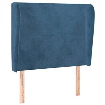 Cabecero con orejas de terciopelo azul oscuro 83x23x118/128 cm