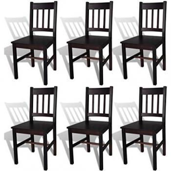 vidaXL Dining Chairs 6 pcs Dark Brown Pinewood
