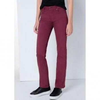 Pantalón Lois para mujer 136003 granate, tiro bajo, recto, tallaje en pulgadas