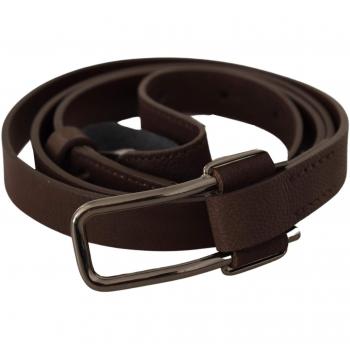 Costume National Brown WX Silver Metal Buckle Belt - 100 cm / 40 Inches