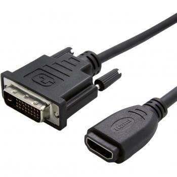 Adaptador DVI a HDMI 0.15m, Conector DVI-D 24+1 a Toma HDMI-A, Cable de Datos y Video