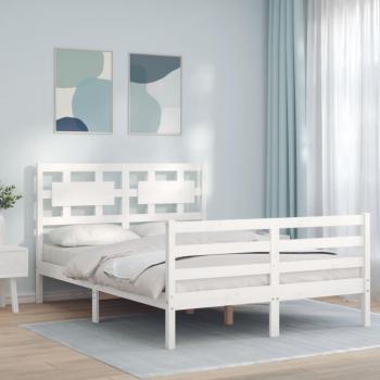 Cama de Matrimonio Redonda Húmeda con Cabecero Blanco en Madera Maciza