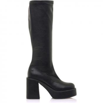 Botas altas de mujer Mustang fever negro con cierre cremallera y puntera redonda.