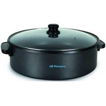 Orbegozo PZ 8100 - Olla Eléctrica con Tapa de Cristal, Revestimiento Antiadherente, Termostato Regulable, 40 cm Diámetro, 1500 W