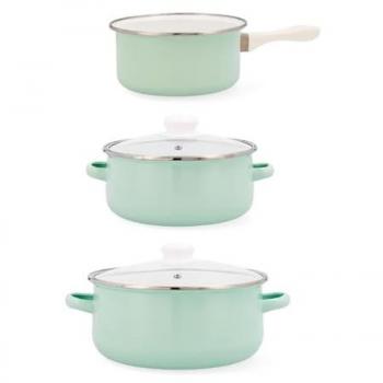Set de Cocina Esmaltado Antiadherente Quid Cocco 3 Piezas - Apto para Vitrocerámica, Inducción, Eléctrico y Gas (20cm, 24cm, 16cm