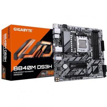 Placa Base GIGABYTE B840M DS3H - Soporte para Procesadores AMD Ryzen 9000, VRM de 8+2+2 fases, hasta 8200 MHz DDR5, 2xPCIe