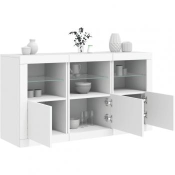 Aparador con luces LED 123x37x67 cm Mueble de Almacenaje de Salón Buffet para salón Armario Auxiliar Armario de Almacenamiento Blanco