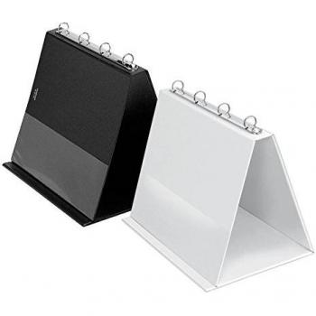 VELOFLEX Bloc de mesa A4 4101090, carpeta de anillas de PVC, formato horizontal, color blanco, 1 unidad