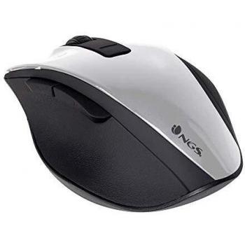 NGS BOW WHITE - Ratón Inalámbrico RF 2,4Ghz, Ratón Óptico Sin Cable 800/1200/1600dpi para Ordenador, Scroll + 5 Botones, Ergonomía Diestros, Blanco