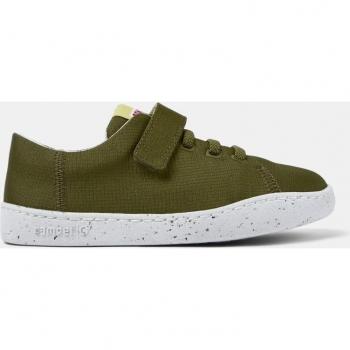 Camper - Zapatillas de piel para niños con cordones, modelo K800597, color verde, tipo zapato plano sin cordones y mocasines