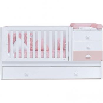 Cuna convertible con cama nido Alondra Sero Bubble color rosa 70x140cm