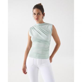 Top de mujer sin mangas con efecto drapeado