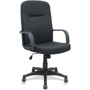 Sillón Villa Basculante de Tela Color Negro, Silla de Oficina Mecedora con Estructura Resistente, Diseño Ergonómico, Reposabrazos Suaves, Base Estable y Ruedas para Movimiento Ágil