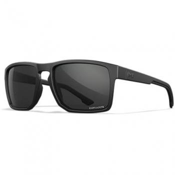 Wiley X Gafas de Sol Polarizadas Founder, Modelo WX Founder Parent, Lentes Captivate grises, Marco negro mate, Talla M-L