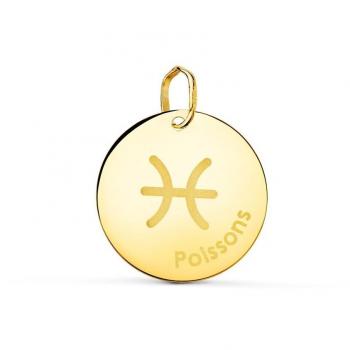 Colgante Horóscopo Piscis Oro 18k Unisex 16 mm Francés