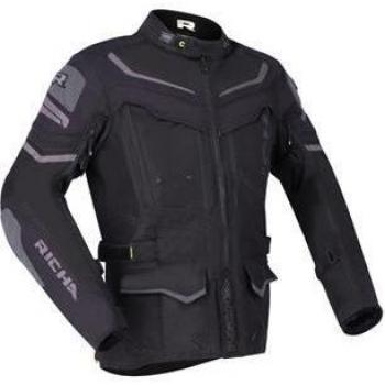Richa Chaqueta de Moto Infinity 2 Adventure Negra, chaqueta textil impermeable para motocicleta, color negro y gris, talla 5XL