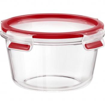 Emsa Clip&Close Glass Recipiente Hermético Redondo de Cristal, 0.6 L, Transparente, 1 Pieza