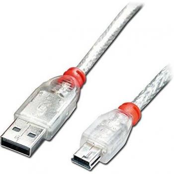 Lindy 41782 - Cable USB (1 m, USB A, Mini-USB B, 2.0, 480 Mbit/s, Transparente