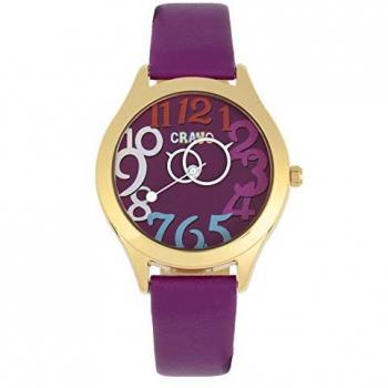 Crayo Spirit Unisex Purple Quartz Watch - One Size, Stainless Steel & Leather
