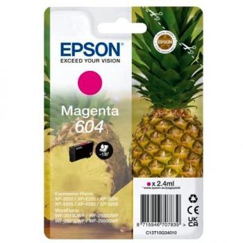 Epson 604 Magenta Original Ink Cartridge (C13T10G34020) - 2.4 ml, Blister with RF/Acoustic Alarm, for Expression Home XP-2200