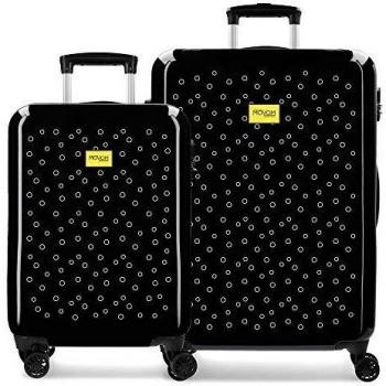 Enso Bubbles Juego de Maletas Negro 55/68 cms Rígida ABS Cierre combinación 104L 4 Ruedas Dobles Equipaje de Mano