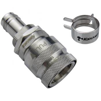 Cierre de liberación rápida Koolance QD3 No-Spill hembra con mamparo para sistema de refrigeración, diámetro interior 10 mm, acero inoxidable