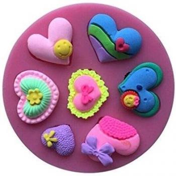 LYNCH 3D de silicona pasta de azúcar del molde de la torta diferentes tipos de moldes de jabón en forma de corazón,Rosa