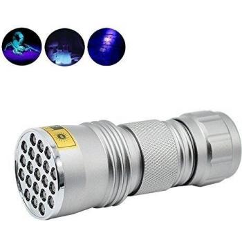 tinabless 21 LED UV linterna/Blacklight - UV linterna de aluminio lámpara de - Ultra 395 nm violeta luz - Electric UV linterna Pet orina y mancha Detector - Lámpara de camping linterna de luz al aire libre encontrar manchas en la ropa, alfombr