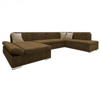 Sofá rinconero Comfivo 150 con función de descanso y caja de ropa de cama, dimensiones 345 x 205 x 76 cm, color marrón