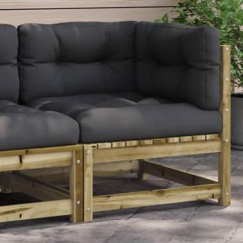 Sofá esquinero de jardín con cojines de madera abeto Douglas, color natural y negro, ideal para exteriores, incluye muebles de terraza, juego de muebles de jardín
