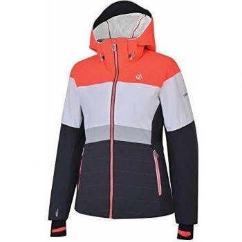 Dare 2b Avowal Waterproof & Breathable High Loft Insulated Technical Ski & Snowboard Jacket with Detachable Snowskirt and Wire Peaked Hood Chaquetas aislantes Impermeables, Mujer, Ebony/White, 12