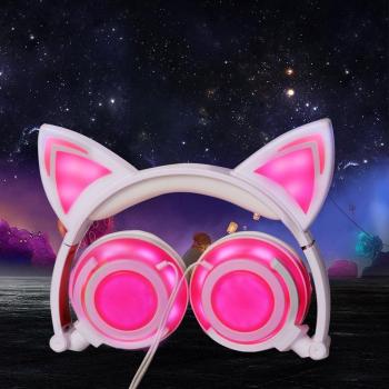 Gato de oído engancharse Blinkende claro auriculares plegable justierbare Hear Set Flash Blue Light for MP3