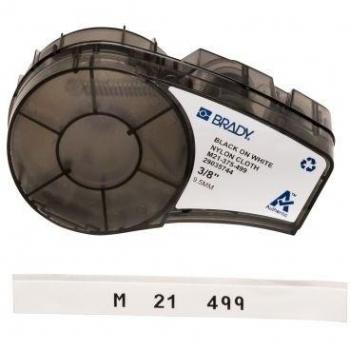 Brady B-499 Nylon Cloth Self-Adhesive Label Roll, Black on White, 0.375 in x 4.9 m