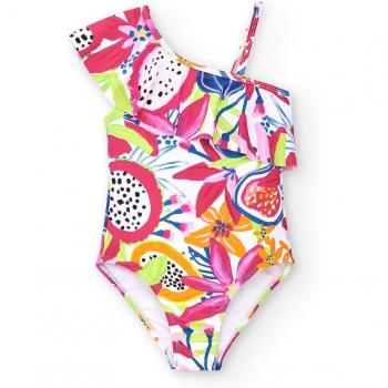 Bañador de niña asimétrico Tuc Tuc con estampado Acid Bloom