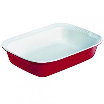 Pyrex Impressions Red White - Fuente Rectangular, 22 x 14 cm, Color Rojo y Blanco