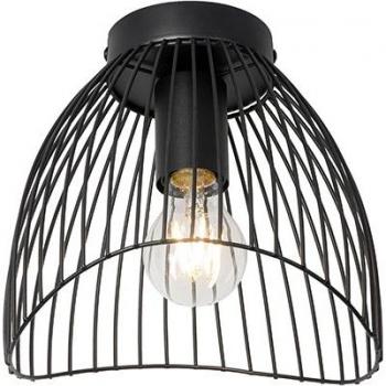 Plafón Diseño Negro 20cm Acero Redondo E27 Max. 1 x 40 Watt