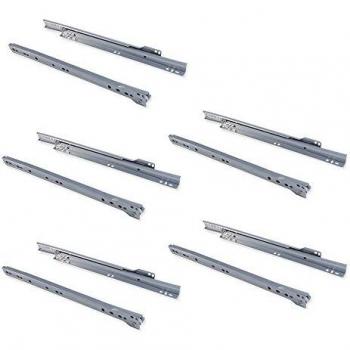 EMUCA - Guías correderas para cajones 300mm con extracción Parcial Color Gris Metalizado, Lote de 5 guías para cajones