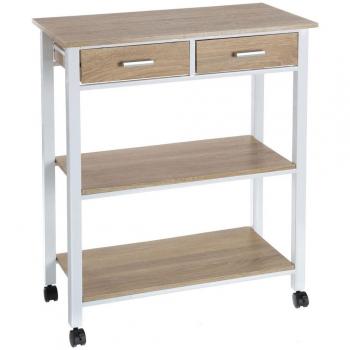 Lola Derek - Carro de cocina de 2 cajones moderno de metal blanco Basic