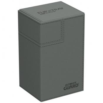 Ultimate Guard Flip'n'Tray 80+ Xenoskin Monocolor Gris - Caja de almacenamiento para cartas, capacidad para 80 cartas en fundas, material Xenoskin resistente y duradero, diseño flip-top para fácil acceso, incluye espacio