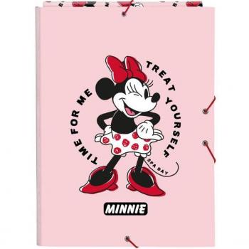 Carpeta Encuadernada con 3 Solapas y Clasificadora Minnie Mouse 'Me Time' Rosa A4 - Safta