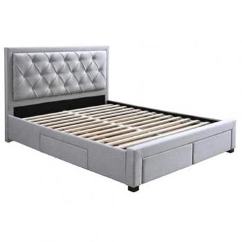 Cama con cajones LEOPOLD 160 x 200 cm - Tela - Gris Claro