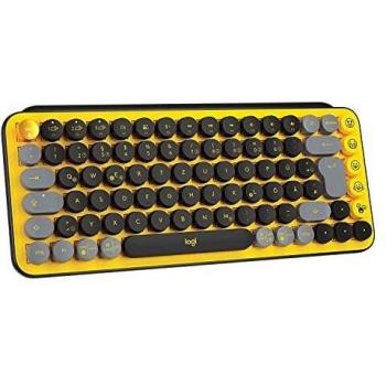 Teclado Mecánico Inalámbrico Logitech POP Keys con Teclas Emoji - Amarillo Explosivo - Bluetooth 5.1, Diseño Compacto, Multi-Dispositivo, QWERTZ
