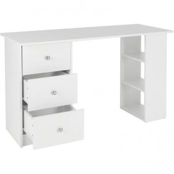 Escritorio ML Design Blanco con 3 Cajones y Estantes de Almacenamiento 120x49x72 cm