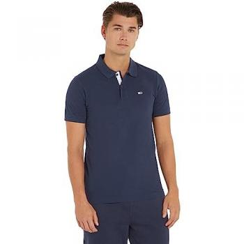 Tommy Jeans Slim Fit Short Sleeve Polo Shirt in Twilight Navy